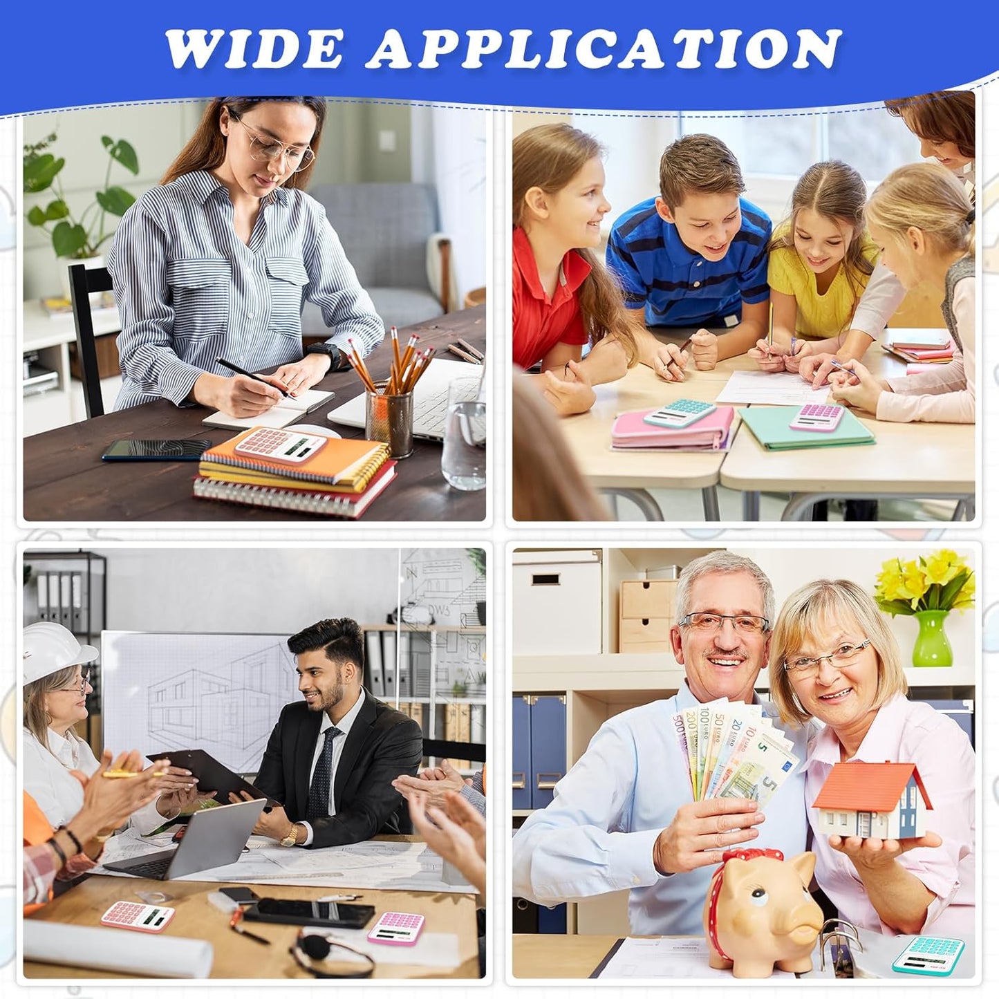 Hoteam 16 Pcs Pocket Calculator Gift for Students Bulk Mini Handheld Calculator Basic Standard Calculators with Button Battery 8 Digit Display for School Office Home(Light Color)