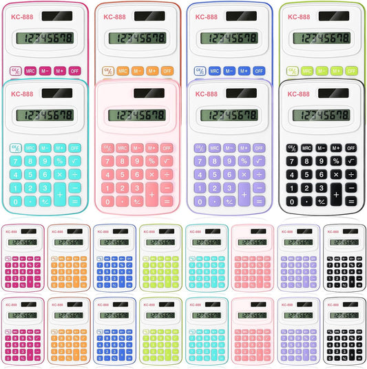 Hoteam 16 Pcs Pocket Calculator Gift for Students Bulk Mini Handheld Calculator Basic Standard Calculators with Button Battery 8 Digit Display for School Office Home(Bright Color)
