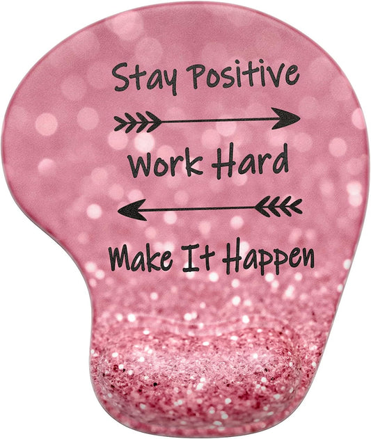 Hsurbtra Ergonomic Mouse Pad with Wrist Rest Support, Gel Mouse Pads with Non-Slip PU Base, Pain Relief Memory Foam Computer Mat, Cute Office Supplies Desk Decro Accessories, Work Hard