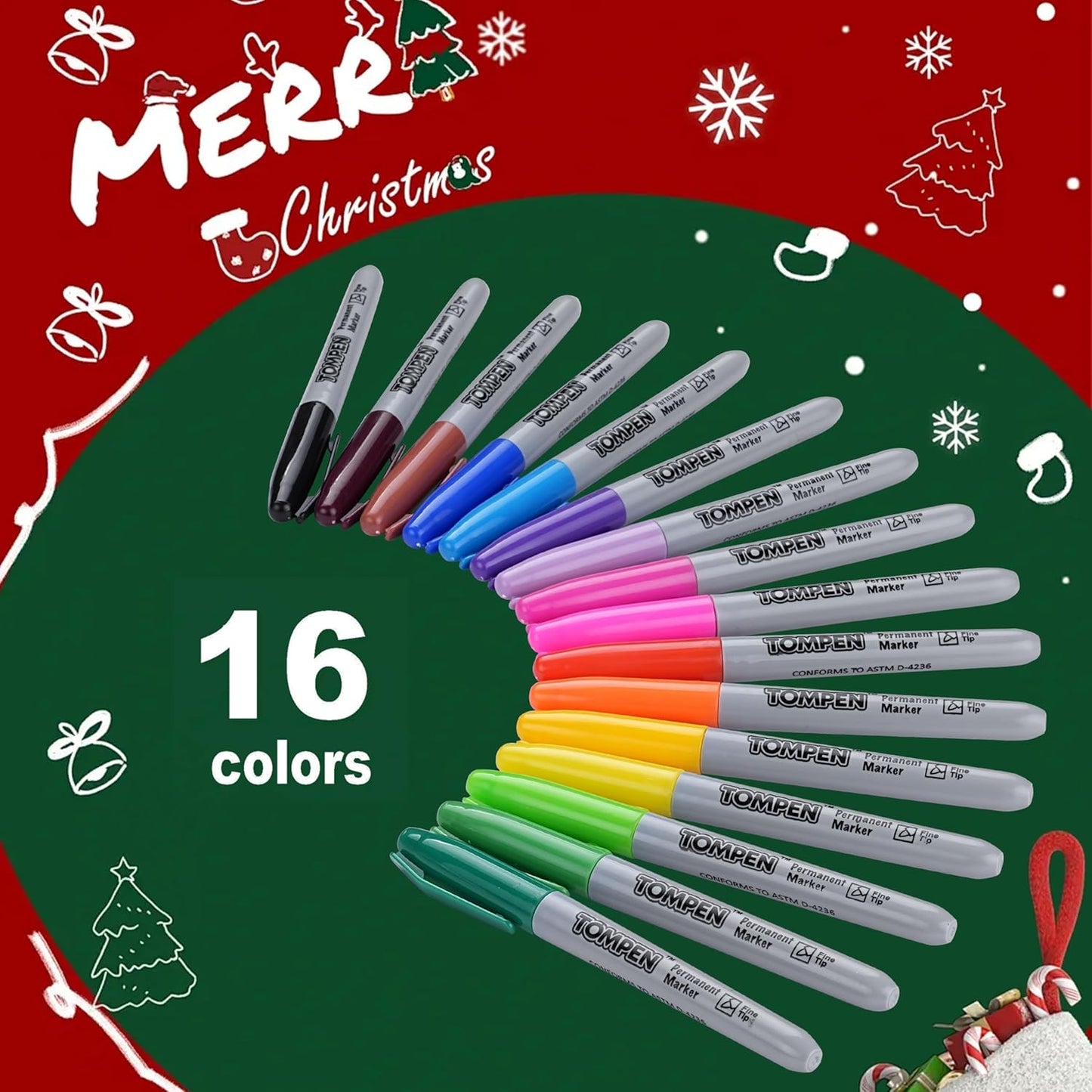 Permanent Markers,Fine Tip,160 Pack Bulk,16 Assorted Multicolor Colors,Waterproof Permanent Marker Pens with Quick Drying on Wood,Plastic,Paper,Metal,Mirror for Office School Classroom Home