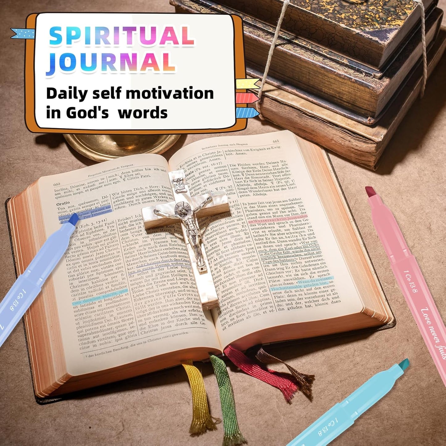 Pastel Bible Highlighter Markers 16 Pack, No Bleed, Cute Aesthetic Highlighters Assorted Colors Dry Quickly for Bible Study Journaling, Textbook Motivational Gift for Christians, Friends