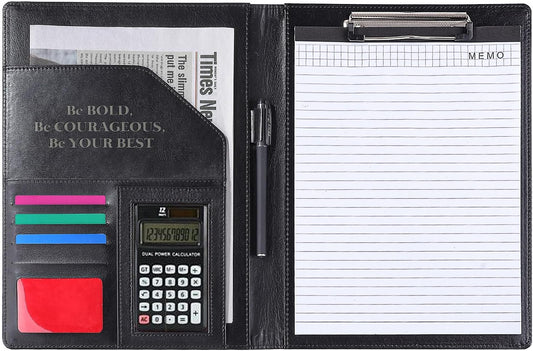 Personalized Leather Portfolio for Men, Perfect for Christmas, Birthday, Anniversary, Fathers Day, Black Padfolio Organizer Binder Portfolio for Colleagues Coworkers,Work Gift for Men Birthday Husband