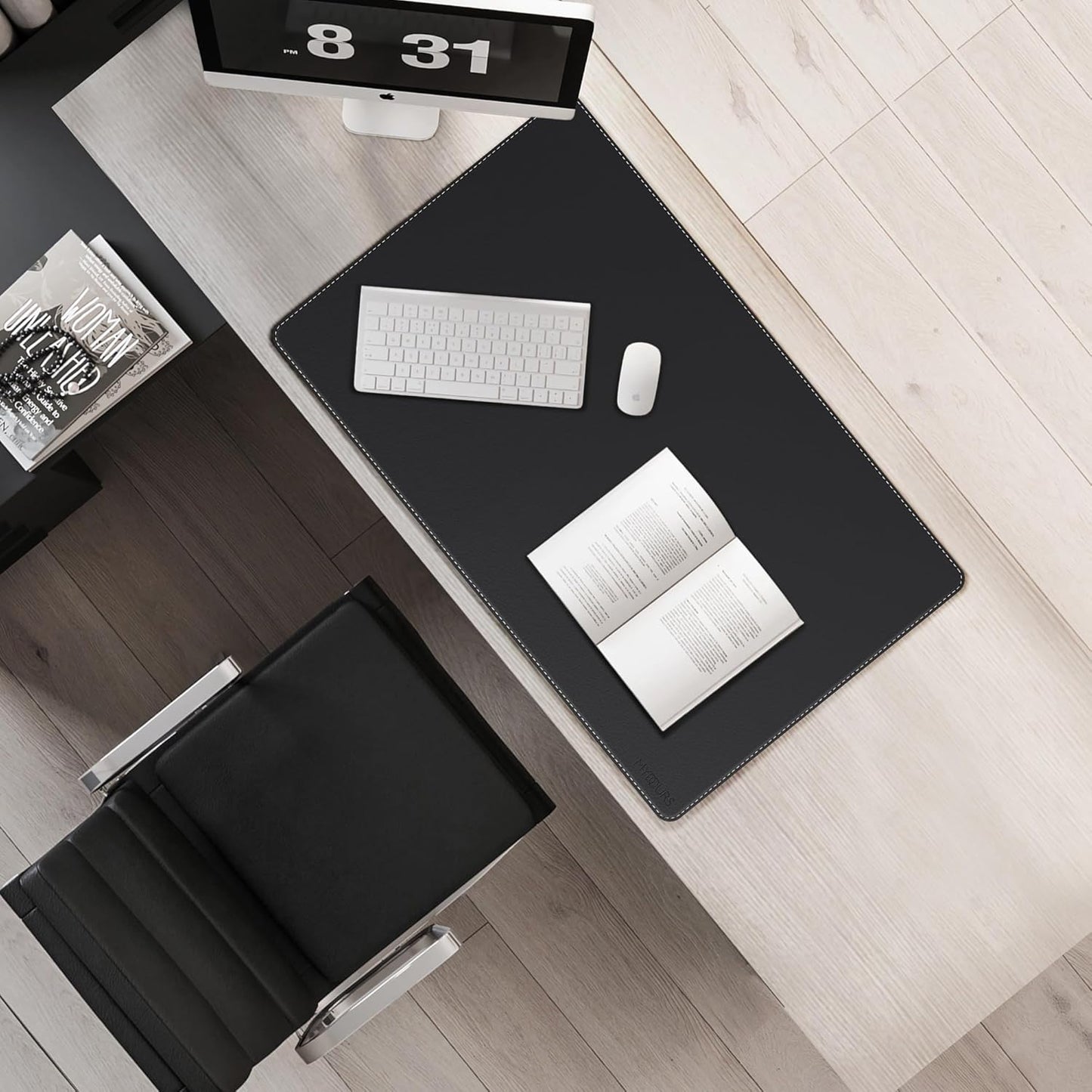 Mydours Dual-Sided PU Leather Desk Mat 31.5"x19.7" - Extra Large Cork Backing Mouse Pad for Office & Home, Premium Writing Surface, Waterproof Computer Desk Pad Protector for Laptop and Keyboard