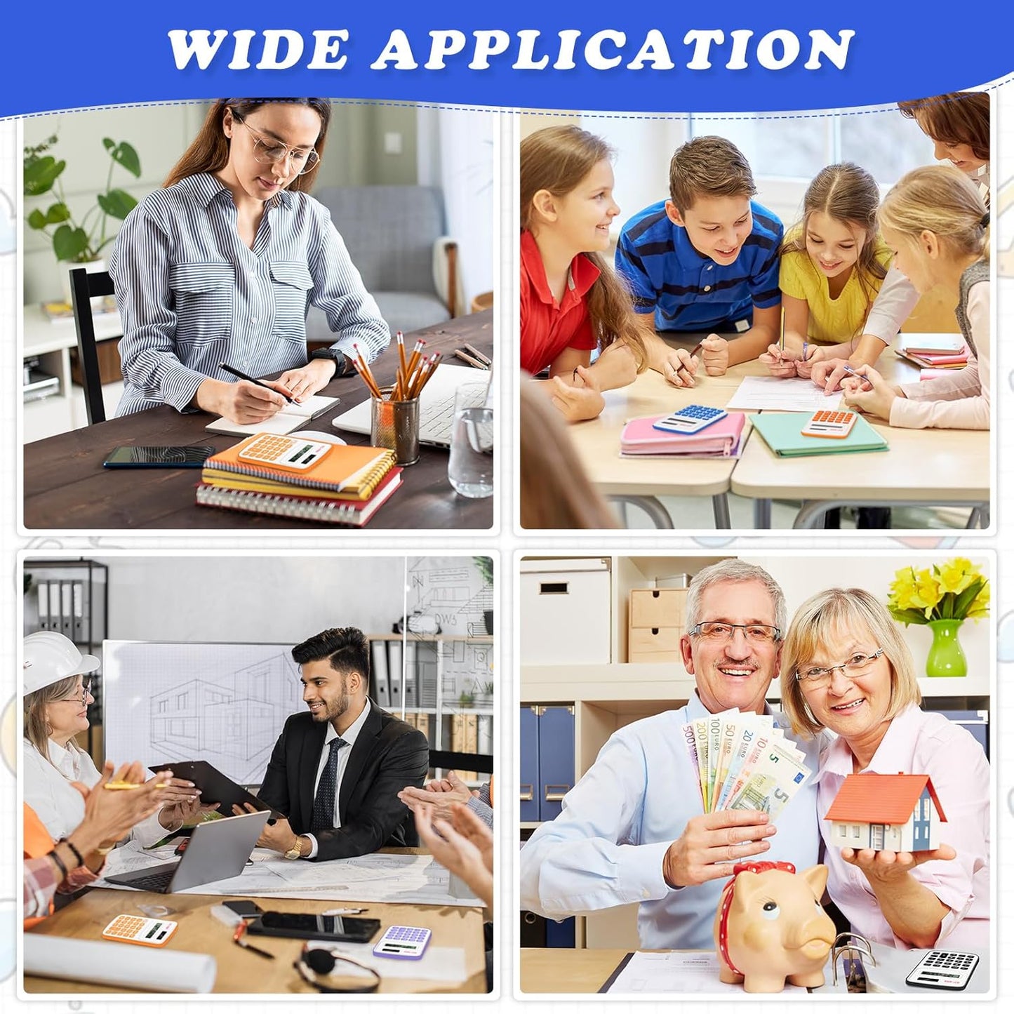 Hoteam 16 Pcs Pocket Calculator Gift for Students Bulk Mini Handheld Calculator Basic Standard Calculators with Button Battery 8 Digit Display for School Office Home(Bright Color)