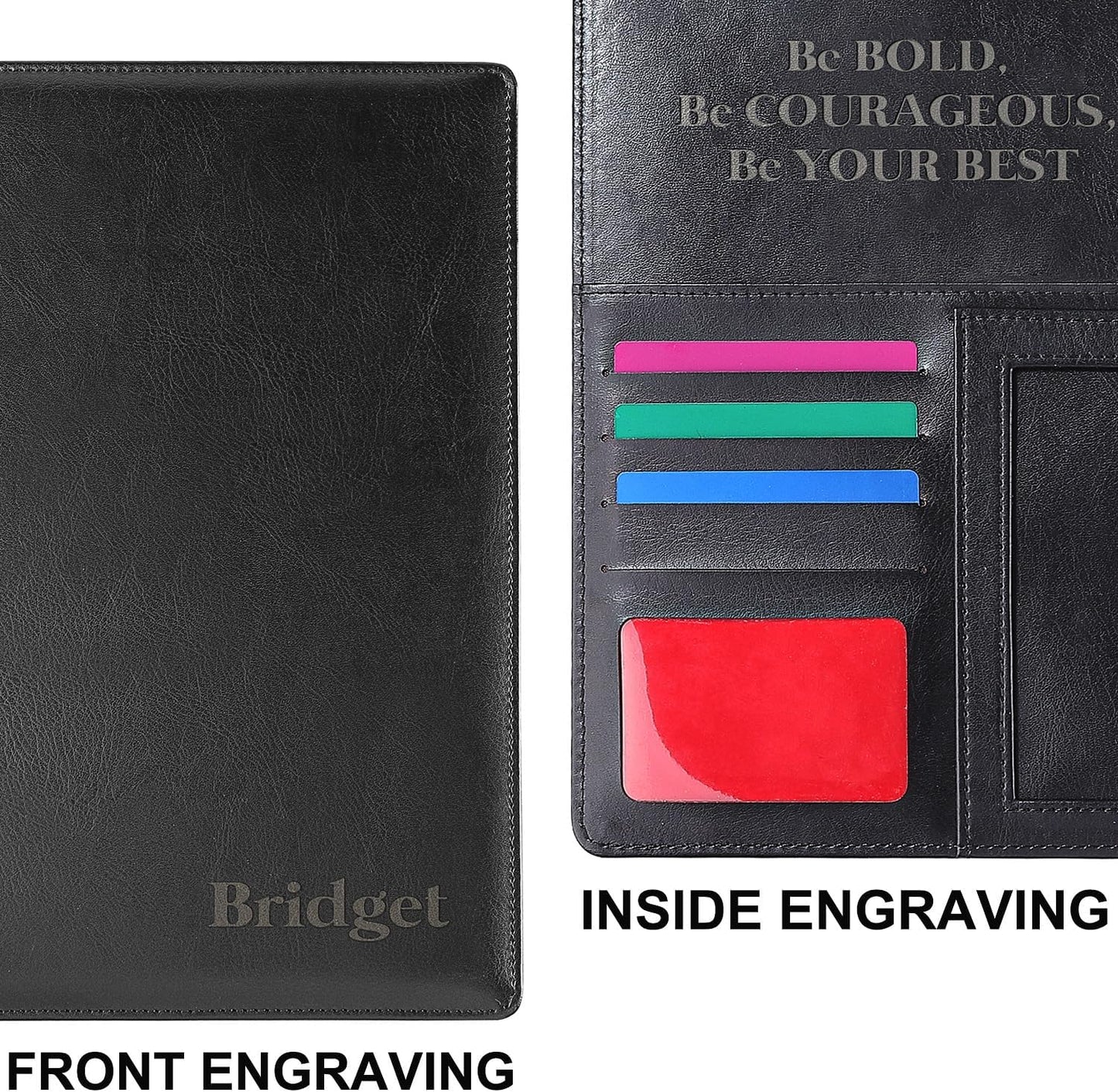 Personalized Leather Portfolio for Men, Perfect for Christmas, Birthday, Anniversary, Fathers Day, Black Padfolio Organizer Binder Portfolio for Colleagues Coworkers,Work Gift for Men Birthday Husband