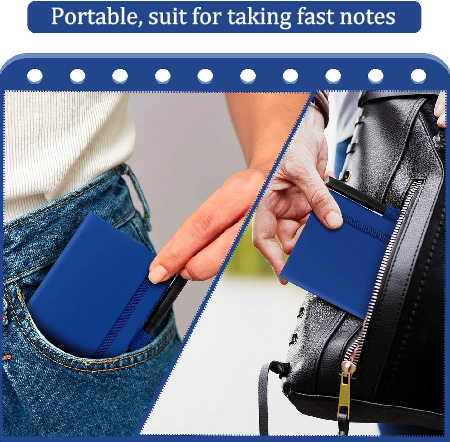 Laumoi 36 Sets Pocket Notebook Journals with Pens A6 Cute Small Journal Notebook Ruled Lined Mini Notepad Hardcover Executive Notebooks Set with Pen Holder for School Office, 3.7 x 5.7 Inch(Royal)