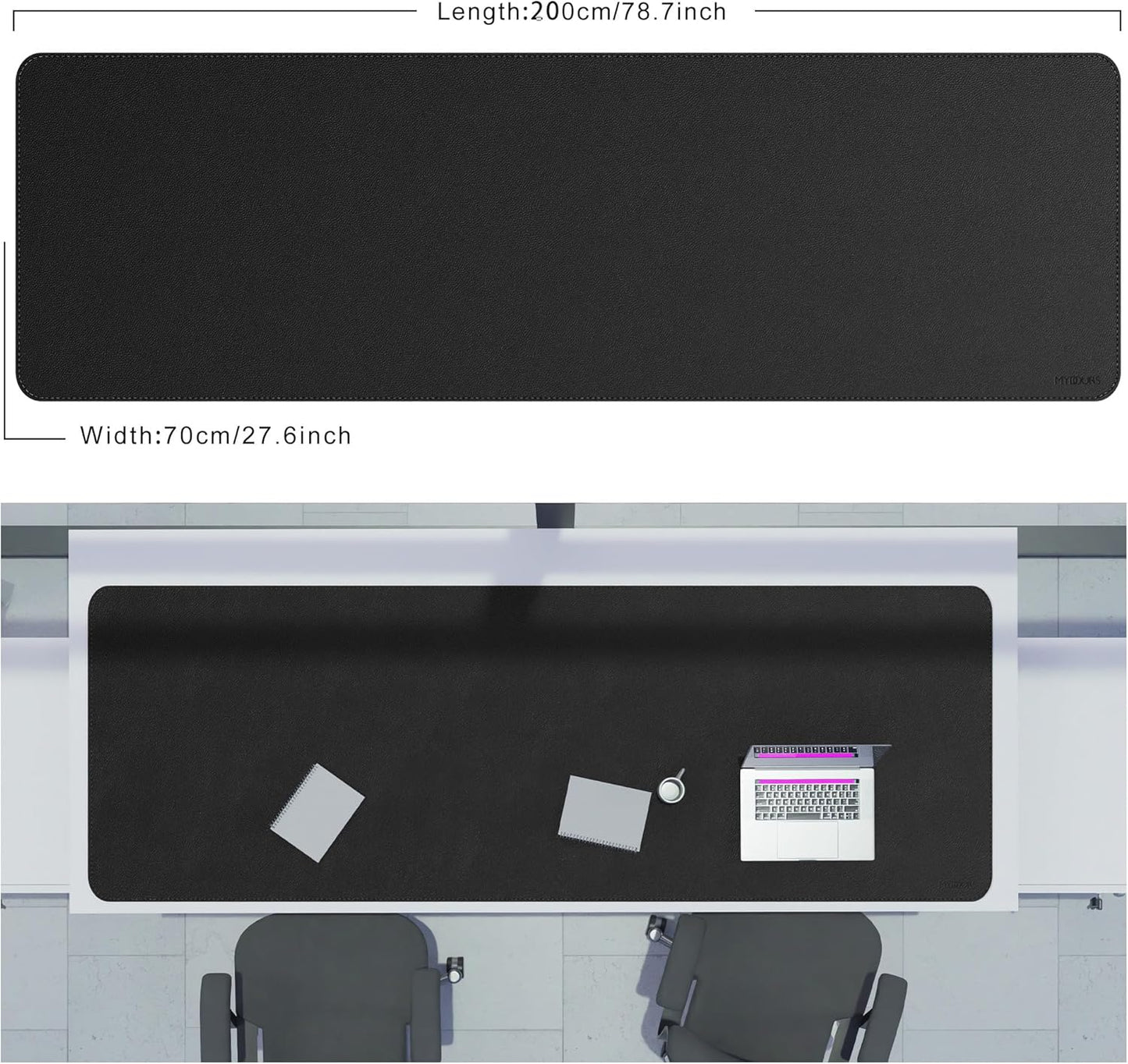 Mydours Super Large 79" x 28" Desk Mat, Full Desk Blotter Pad, Desktop Computer Desk Mat, Mouse Pad for Home Office & Computer Workstation, Extra Pad for Standing Desk (Black)