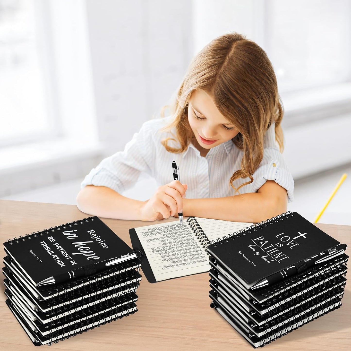 INSADA Christian Prayer Journal Spiral Black Notebooks Bulk Small Notepad with Pens - Small Notepads (4.13”x5.43”) - Christmas Gifts for male, Church Members & Bible Study Groups (30 sets Black)