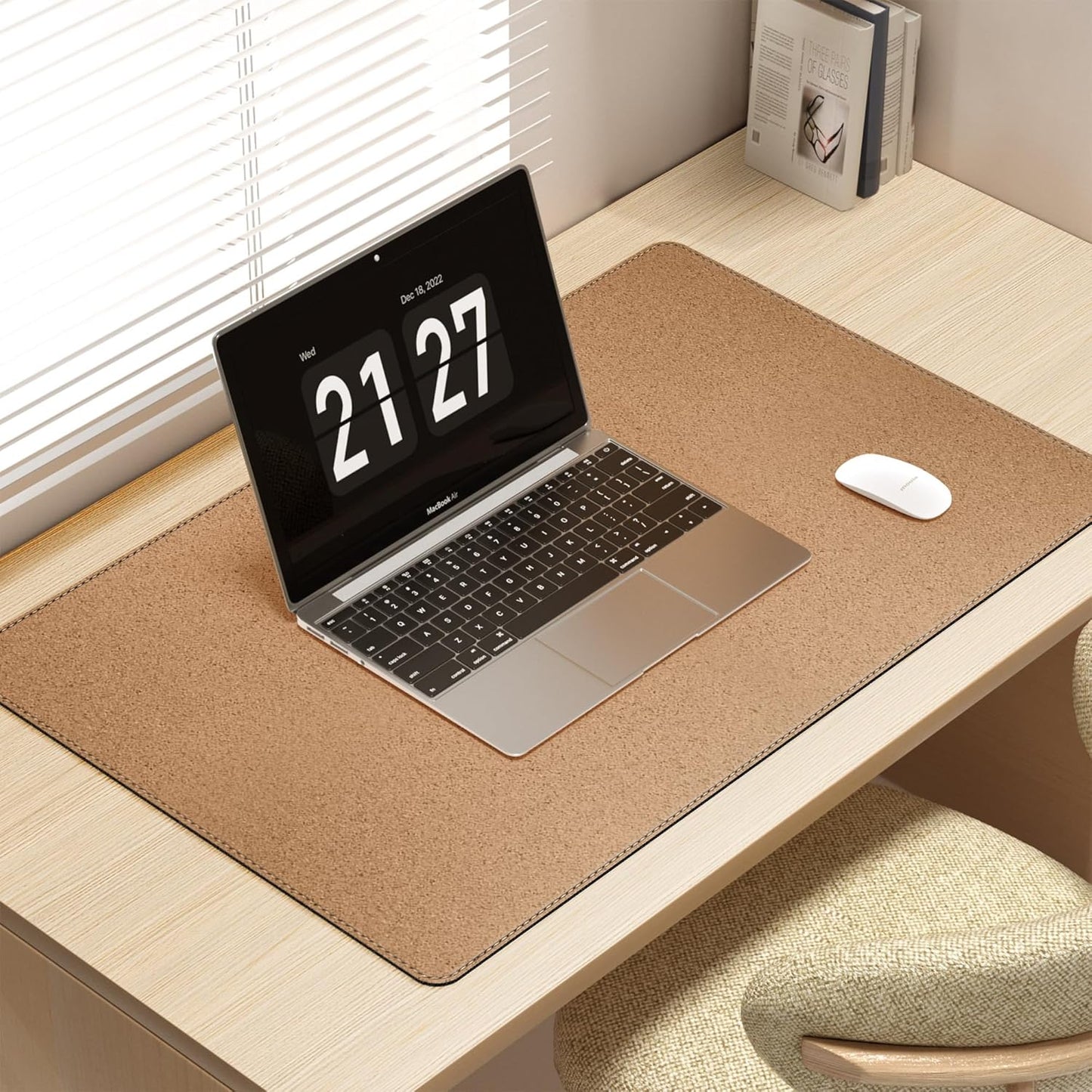 Mydours Dual-Sided PU Leather Desk Mat 31.5"x19.7" - Extra Large Cork Backing Mouse Pad for Office & Home, Premium Writing Surface, Waterproof Computer Desk Pad Protector for Laptop and Keyboard