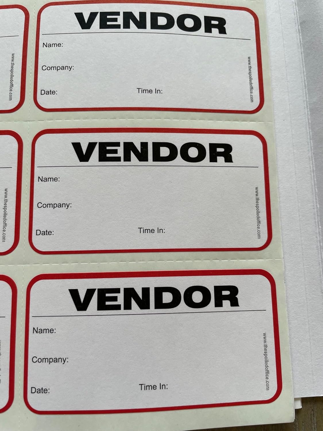 The Spoiled Office Visitor Sign in Book with 500 3"x2" Peel Off Carbonless Visitor Badges, Made in USA – Spiral Log Book for Hospital, Schools, Manufacturing Plants, and Political Offices — Red Vendor