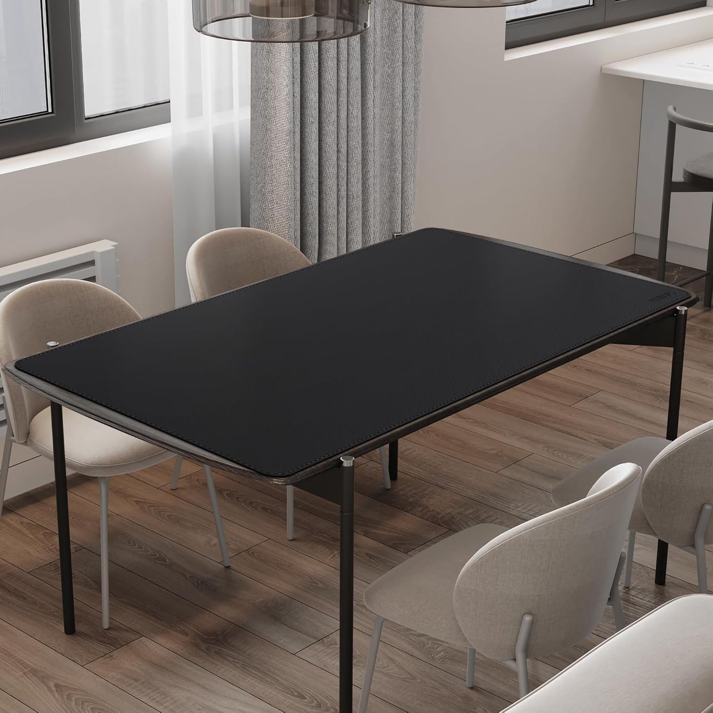 Mydours Giant Desk Mat, 63 x 28 inch Extended PU Leather Desk Pad, Gaming Desk Mat for Home Office Desk, Mouse Pad for Home Office & Computer Workstation, Extra Pad for Standing Desk (Black)