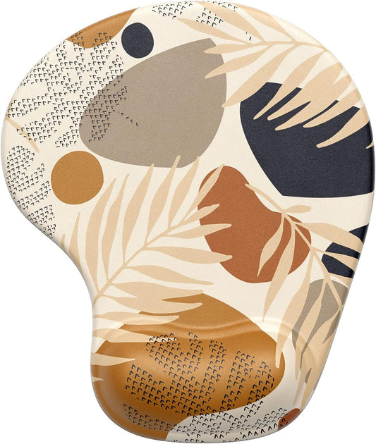 Hsurbtra Ergonomic Mouse Pad with Wrist Rest Support, Gel Mouse Pads with Non-Slip PU Base, Pain Relief Memory Foam Computer Mat, Cute Office Supplies Desk Decro Accessories, Brown