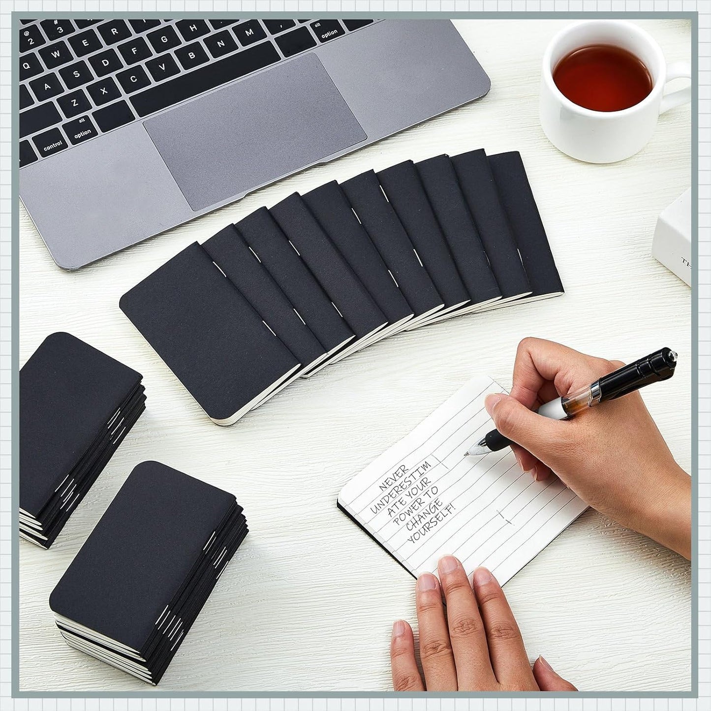 Outus 36 Pcs Pocket Notebook Mini Journal 2.5" x 4" Kraft Paper Mini Notepad Bulk Softcover Pocket Notepad Memo Diary Subject Notebooks for Student Traveler School(Black, Blank Cover)