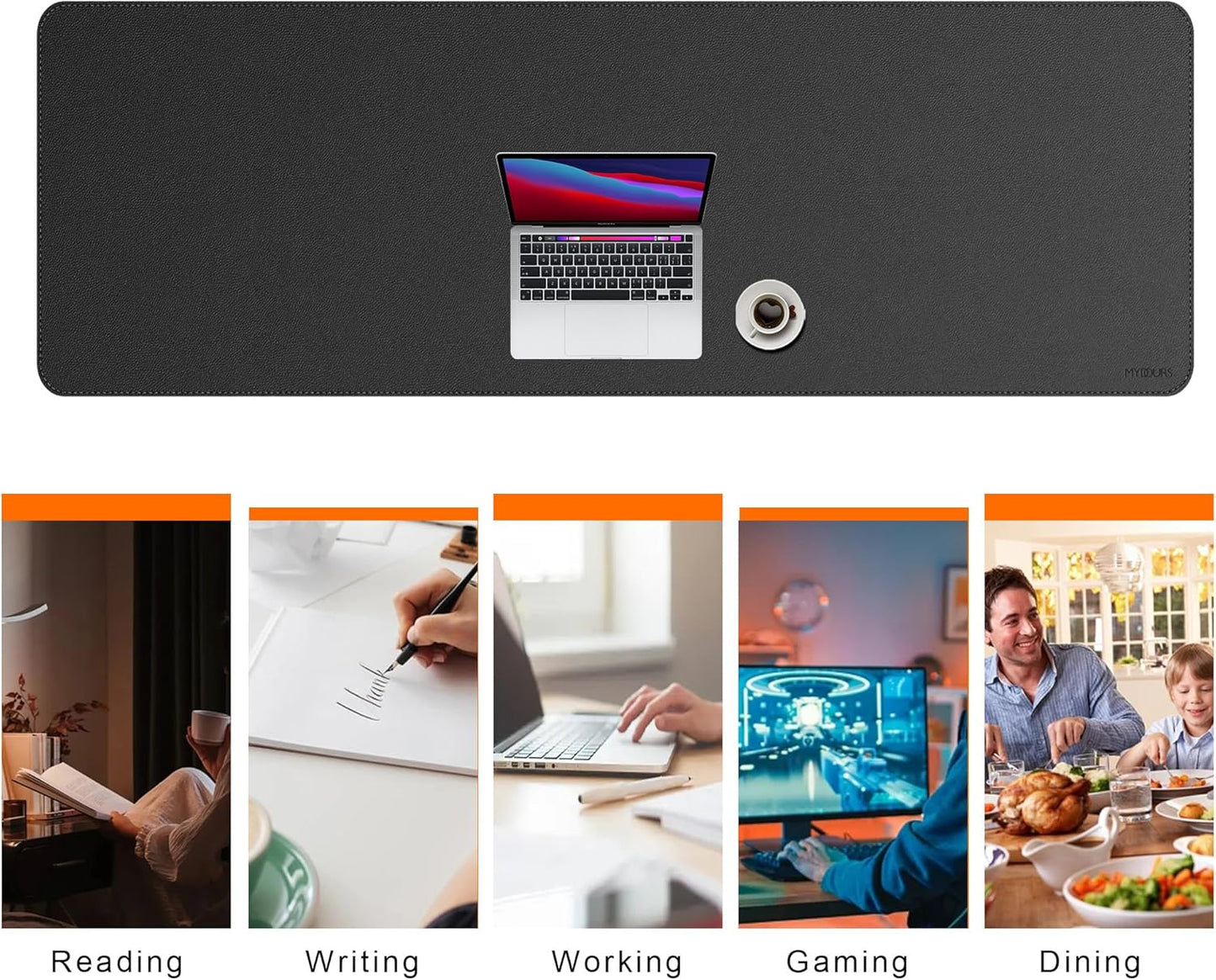 Mydours Super Large 79" x 28" Desk Mat, Full Desk Blotter Pad, Desktop Computer Desk Mat, Mouse Pad for Home Office & Computer Workstation, Extra Pad for Standing Desk (Black)