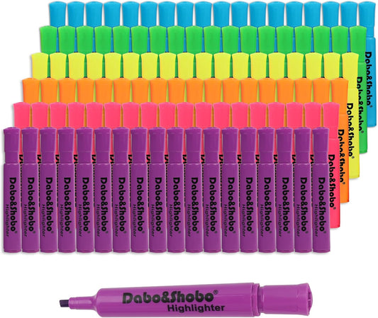 Dabo&Shobo Highlighters 108 Pack, Tank Style Highlighters Assorted Fluorescent Colors, 6 Bright Colors Chisel Tip Highlighter Markers for Coloring