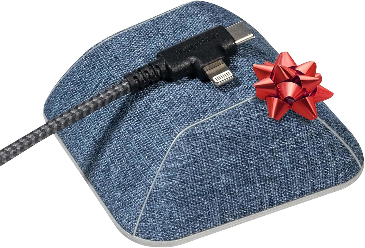 Smartish® Magnetic Cord Holder - Cable Wrangler Organizer Stocking Stuffer with Magnet Clips for Charger Management on Desktop, Nightstand for USB-C + Lightning - Blue Jeanie