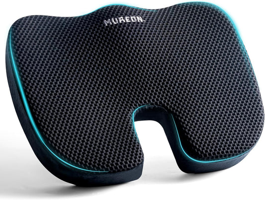 Seat Cushion for Office Chairs, Large Memory Foam Cushion for Car, Pressure Relief Ergonomic Chair Cushion with Non-Slip Cover for Soft Support for Hip All Day Comfort - Black