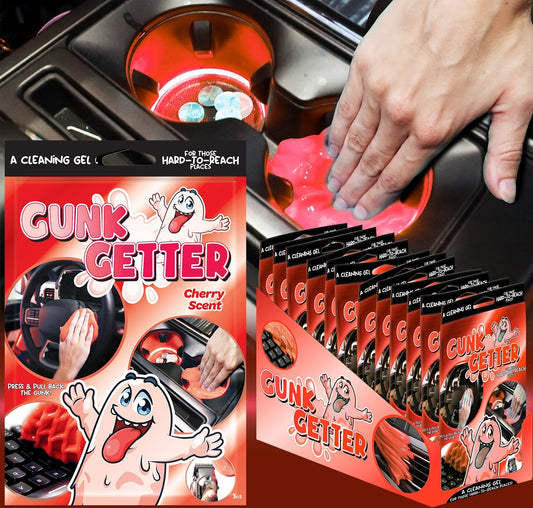 Cleaning Gel for Those Hard to Reach Places, Automotive Cup Holder Electronic Keyboard Office, Slime Gel Cleaner Dust Crumb Removal (Cherry, 12 Pack)