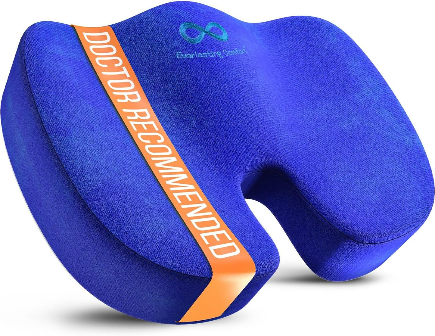 Everlasting Comfort Doctor Recommended Memory Foam Seat Cushion for Office Chairs & Car - Ergonomic Office Desk Accessories - Cushions for Tailbone Pain Relief, Sciatica (Blue, Large)