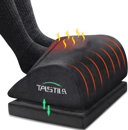 TALSTILA Foot Rest for Under Desk at Work, Foot Rest with Warm Plush Feet Pocket, Ergonomic Adjustable Memory Foam Footrest for Office Chair, Foot Stool for Office - Back & Leg Pain Relief