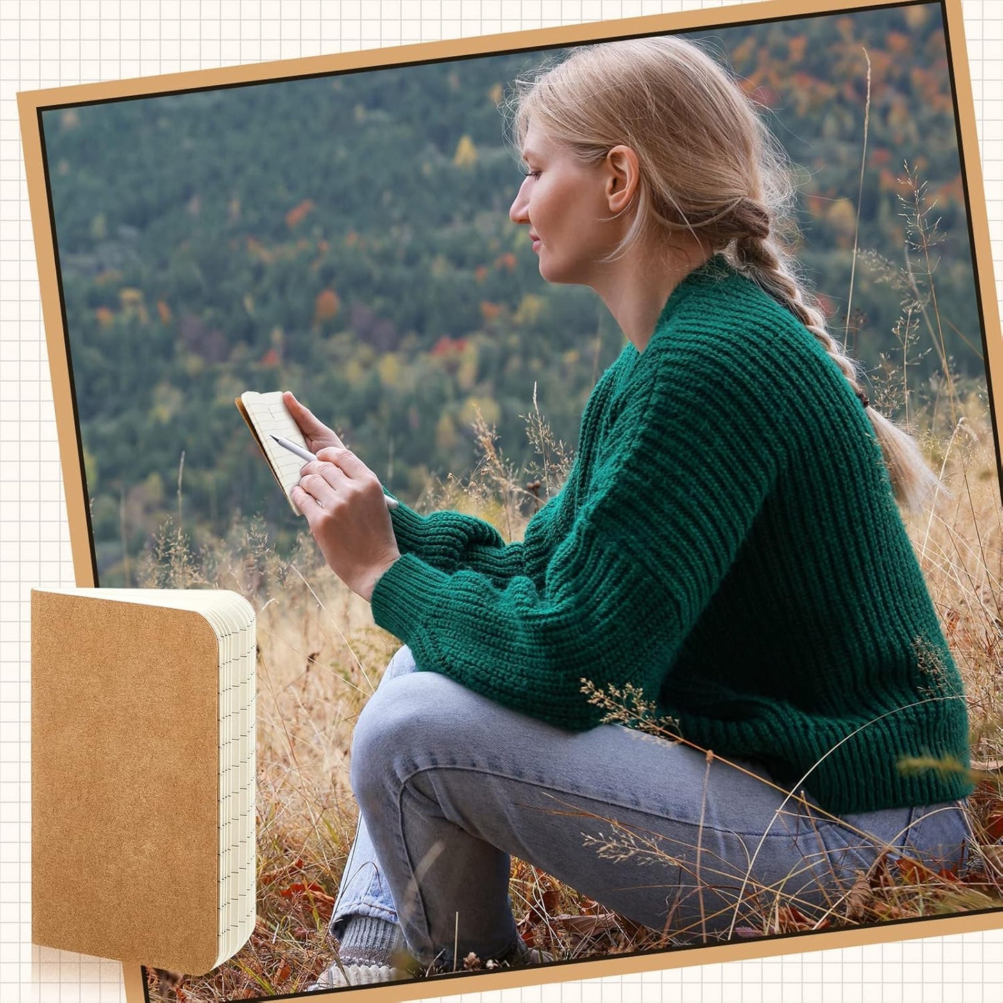 Outus 36 Pcs Pocket Notebook Mini Journal 2.5" x 4" Kraft Paper Mini Notepad Bulk Softcover Pocket Notepad Memo Diary Subject Notebooks for Student Traveler School(Brown, Blank Cover)