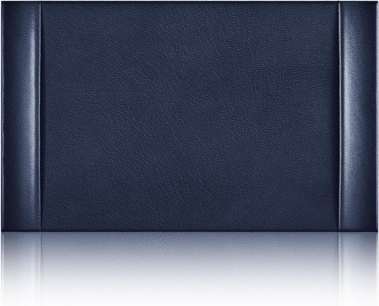 Leather Desk Pad Protector 30" x 18" Leather Desk Blotter with Side Rails Desk Mat for Office Home Workplace Desktop Writing Board Christmas Gifts for Dad Husband(Blue)