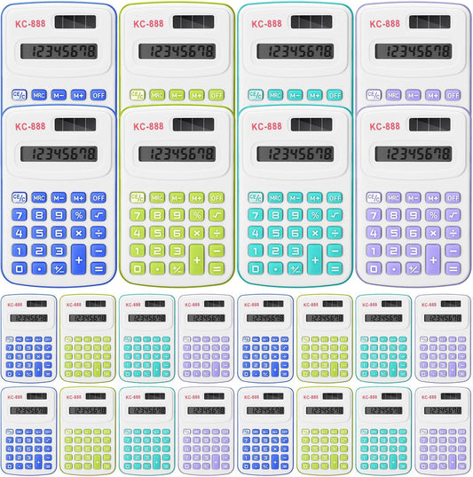 Hoteam 16 Pcs Pocket Calculator Gift for Students Bulk Mini Handheld Calculator Basic Standard Calculators with Button Battery 8 Digit Display for School Office Home(Assorted Colors)