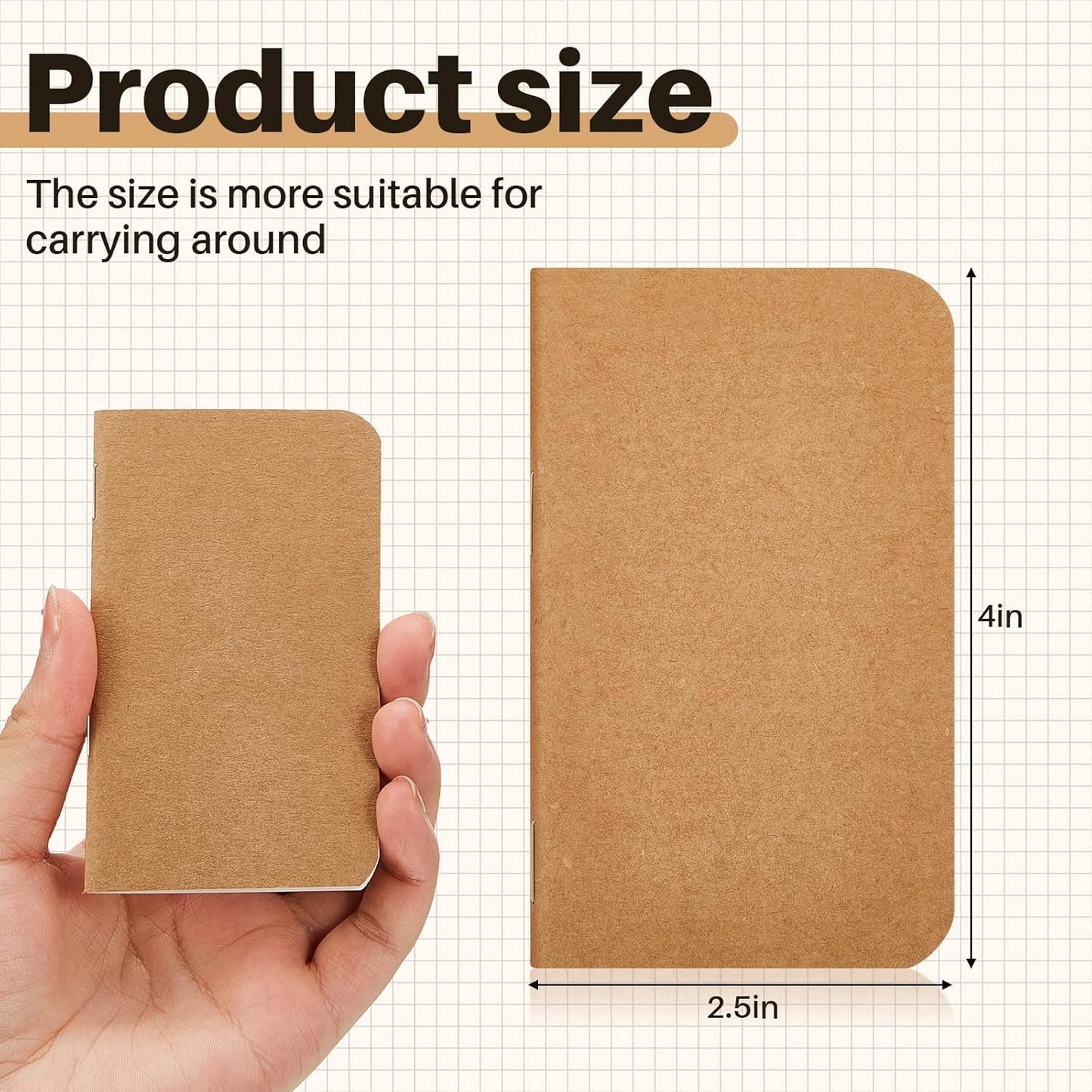 Outus 36 Pcs Pocket Notebook Mini Journal 2.5" x 4" Kraft Paper Mini Notepad Bulk Softcover Pocket Notepad Memo Diary Subject Notebooks for Student Traveler School(Brown, Blank Cover)