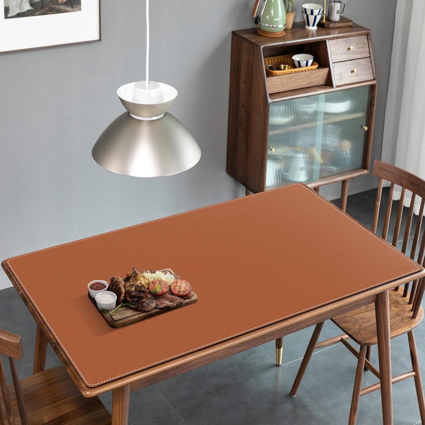 Mydours 55" x 28" PU Leather Desk Mat, Huge Gaming Mouse Pad XXXL,Dual-Sided Multifunctional Portable Desk Pad Blotter,Easy Clean Keyboard Computer Desktop Protector for Gift Office Home (Brown)