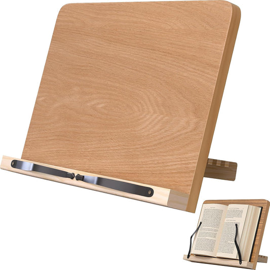 Book Reading Stand,8 Adjustable Height Holder Tray with Elastic Page Paper Clips for Textbook/Cookbook/Music Scores/Tablet/Laptop,Lightweight Reading Hands Free Desktop Document Book Mount