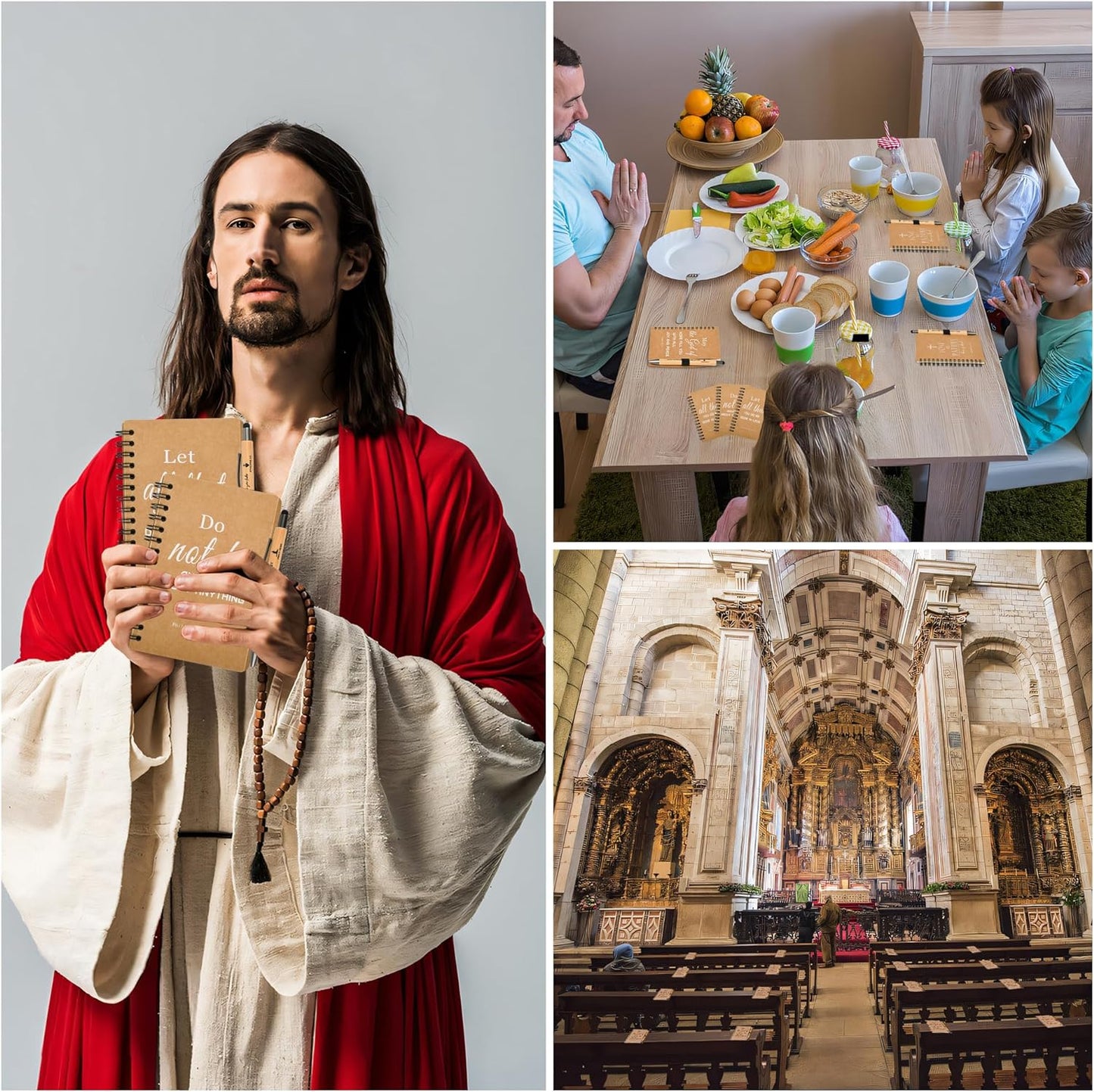 INSADA Christian Prayer Journal Spiral Notebooks Bulk with Pens - Small Notepads (4.13”x5.43”) - Christmas Gifts for Women men,Church Members & Bible Study Groups (30 sets Brown)