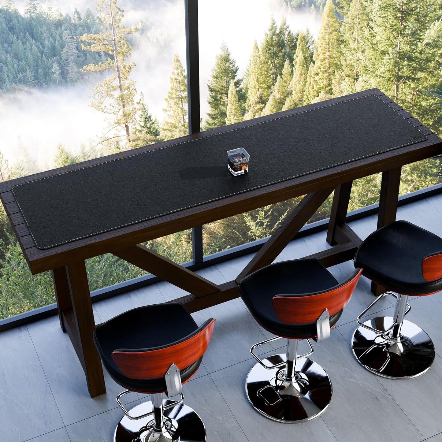 Mydours 79" x 20" Super Large Desk Mat, PU Leather & Cork Desk Pad, Extra Large XXXL Desk Mouse Pad for Workstation, Office, Home, Computer Desk Mat with Keyboard & Mouse (Black)