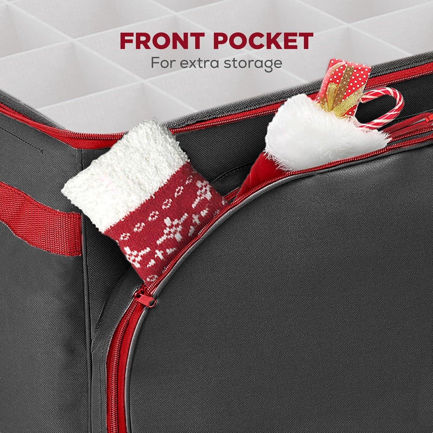 HOLDN’ STORAGE Premium Christmas Ornament Storage Box – Holds up to 72 4” Ornaments, Durable 600D Fabric, Adjustable Dividers, 3 Removable Trays – Metal Frame – Black